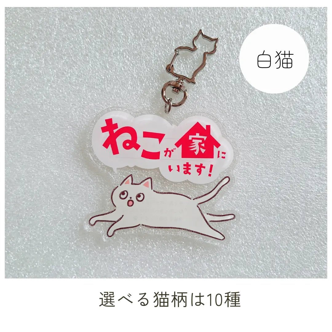 家ねこキーホルダー【全10種】｜連絡先が書けるSOSキーホルダー｜迷子・緊急時に愛猫を守るお守り
