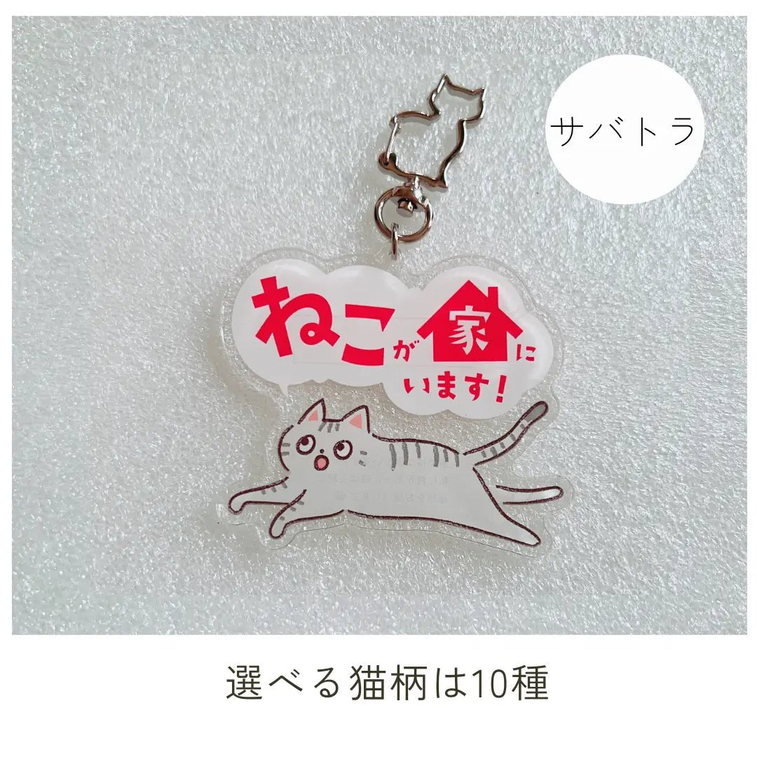 家ねこキーホルダー【全10種】｜連絡先が書けるSOSキーホルダー｜迷子・緊急時に愛猫を守るお守り