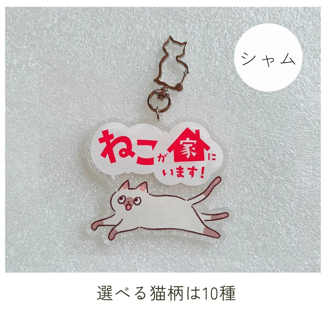 家ねこキーホルダー【全10種】｜連絡先が書けるSOSキーホルダー｜迷子・緊急時に愛猫を守るお守り