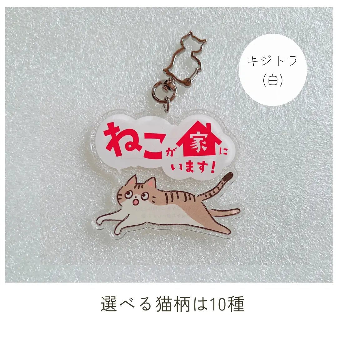 家ねこキーホルダー【全10種】｜連絡先が書けるSOSキーホルダー｜迷子・緊急時に愛猫を守るお守り