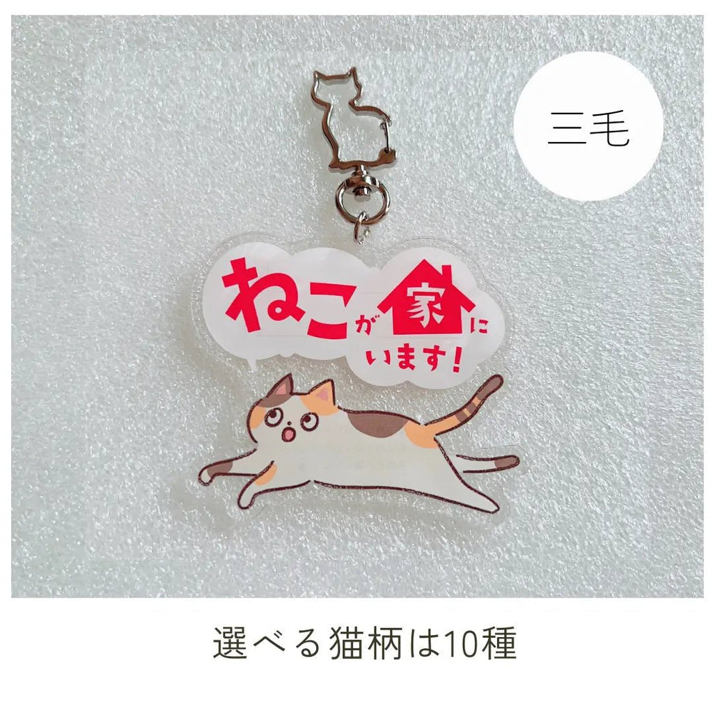 家ねこキーホルダー【全10種】｜連絡先が書けるSOSキーホルダー｜迷子・緊急時に愛猫を守るお守り