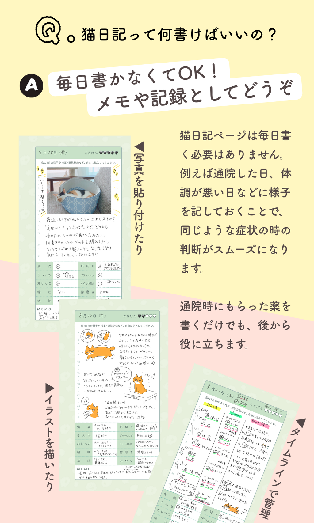 ねこヘルプ手帳【バインダー式】｜猫の母子手帳・通院/体調管理｜獣医師監修の健康管理手帳