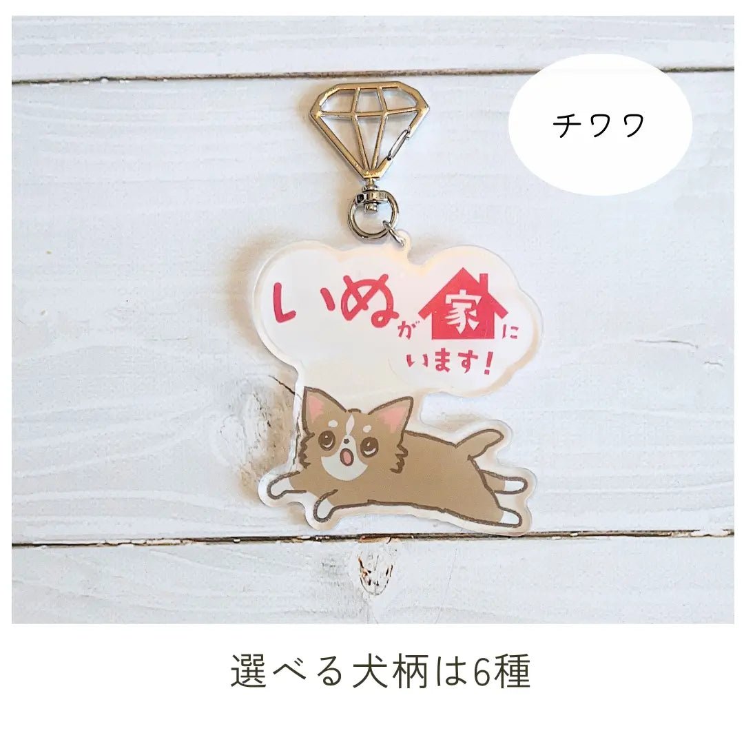 家いぬキーホルダー【全6種】｜連絡先が書けるSOSキーホルダー｜迷子・緊急時に愛犬を守るお守り